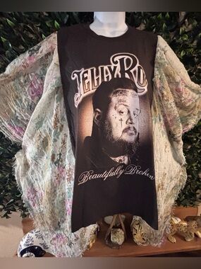 UPCYCLED one of a kind, JELLY ROLL Music Poncho T Shirt